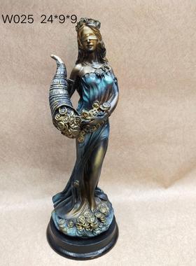 财富女神摆件家具酒吧装饰摆件仿青铜系列树脂工艺品零售
