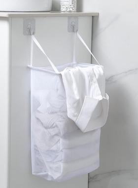 白色壁挂脏衣篮 卫生间粘贴式脏衣服收纳篮 浴室简约洗衣篮脏衣篓