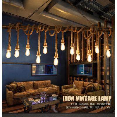 水管麻绳吊灯餐厅咖啡馆酒吧创意吧台服装店装饰复古工业创意吊灯,家装灯饰光源,智能吊灯,淘宝优惠券,粉丝福利购,淘宝优惠卷