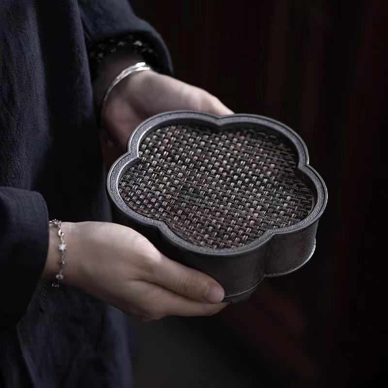 日式纯锡茶盘简约家用禅意小型功夫储水一人用茶承壶承茶托干泡台
