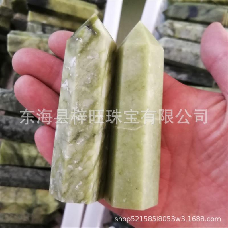 天然水晶原石打磨岫玉水晶六棱单尖柱能量石魔棒热销产品