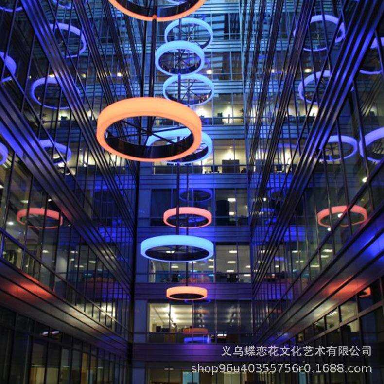 创意空中吊饰 办公楼商超中庭灯光美陈艺术装置 蝶恋花制作挂饰