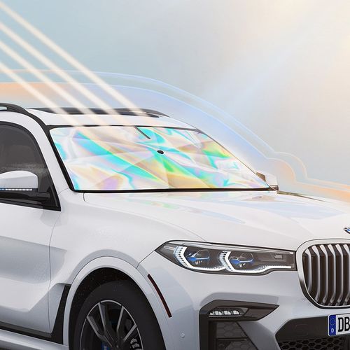 新款炫彩镭射汽车遮阳伞前档风玻璃防晒隔热遮阳挡车载遮阳帘用品