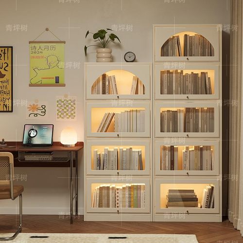 书柜展示柜带玻璃门实木定制柜子欧式组合收纳柜客厅多功能储物柜
