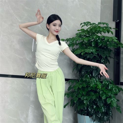 夏日多巴胺古典舞练功服新款短袖圆领上衣中国舞形体训练服