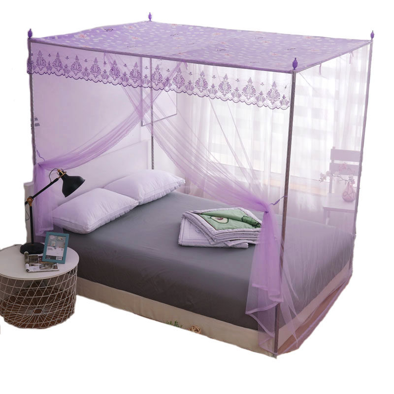 防尘顶蚊帐单开门加粗不锈钢落地1.8米方顶宫廷公主蚊帐家用1.5m