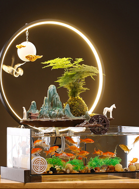 招财流水摆件鱼缸循环水假山喷泉客厅办公室桌面乔迁生财开业礼品