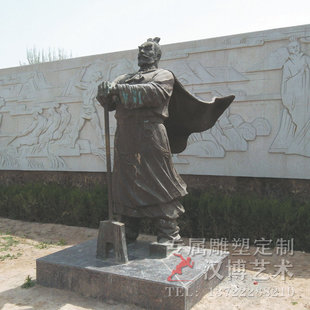 大禹治水景观雕像广场古代神话传统玻璃钢铸铜人物景观雕塑制作