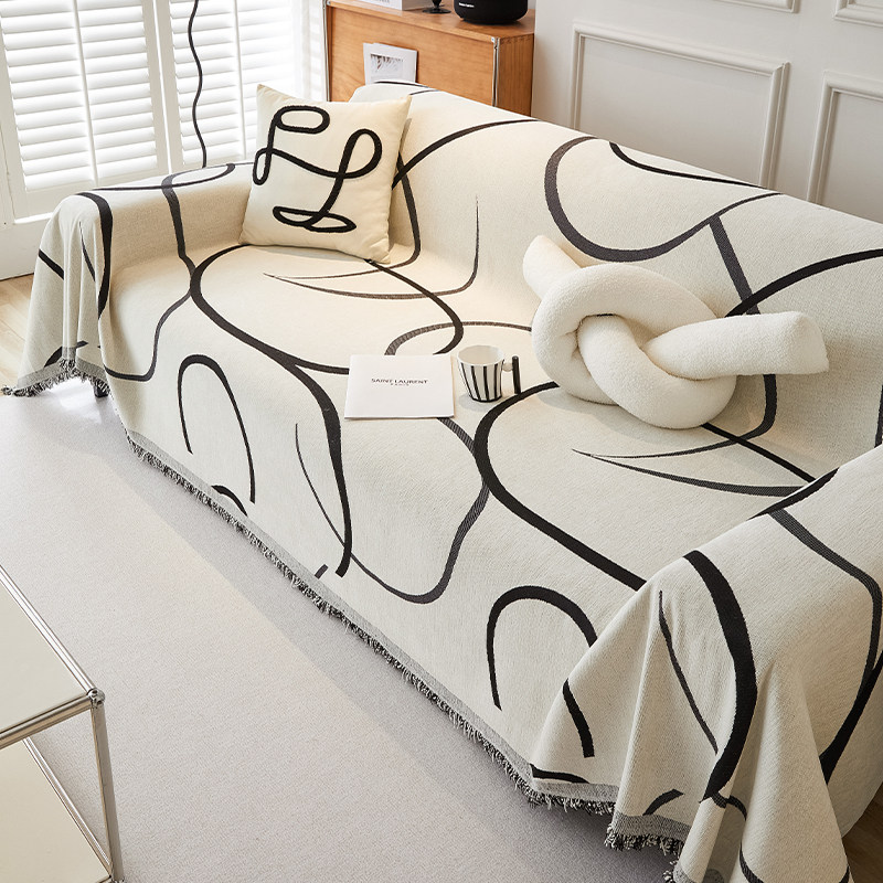 防尘沙发巾2022新款四季通用高级感沙发盖布全盖沙发毯法式奶油风