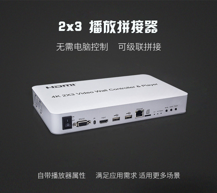 工厂直供Hdmi屏幕拼接器一进六出高清多种模式合成器支持播放功能