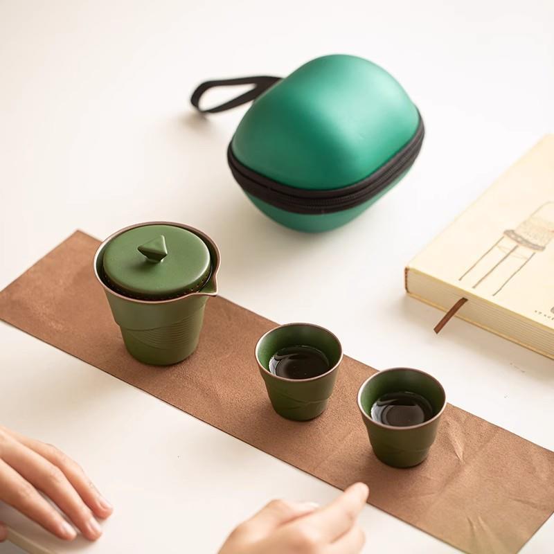 端午文创茶礼粽情旅行茶具户外便携一壶两杯快客杯随身简易泡茶器