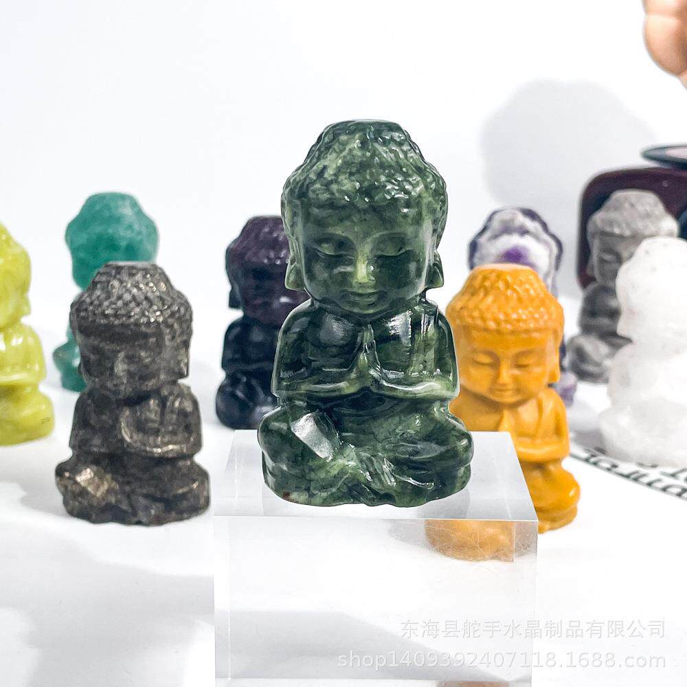 直销 天然混合水晶雕刻小佛摆件工艺品 家具能量源零售可