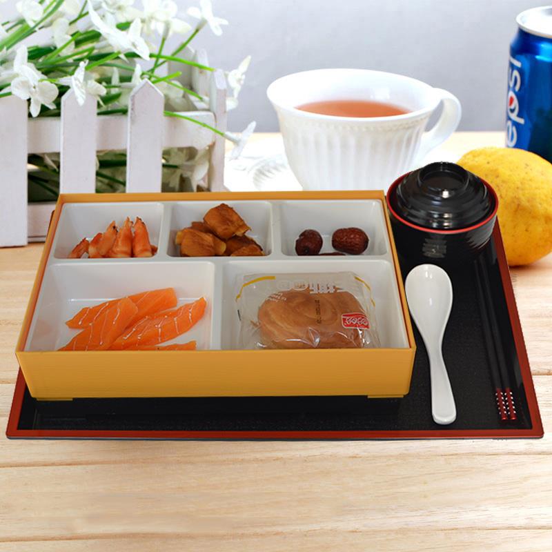 带盖日式木纹便当盒商务套餐盒密胺寿司盒饭盒快餐盒商用托盘