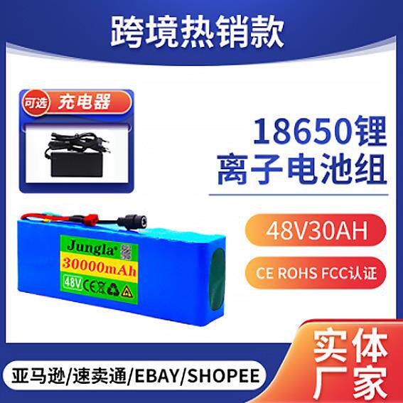 13串3并 48V 30Ah 18650锂离子电池电动自行车电池+充电器电池组