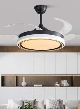 北欧风扇灯LED吊扇灯隐形扇叶简约遥控调光餐厅客厅卧室书房吊灯