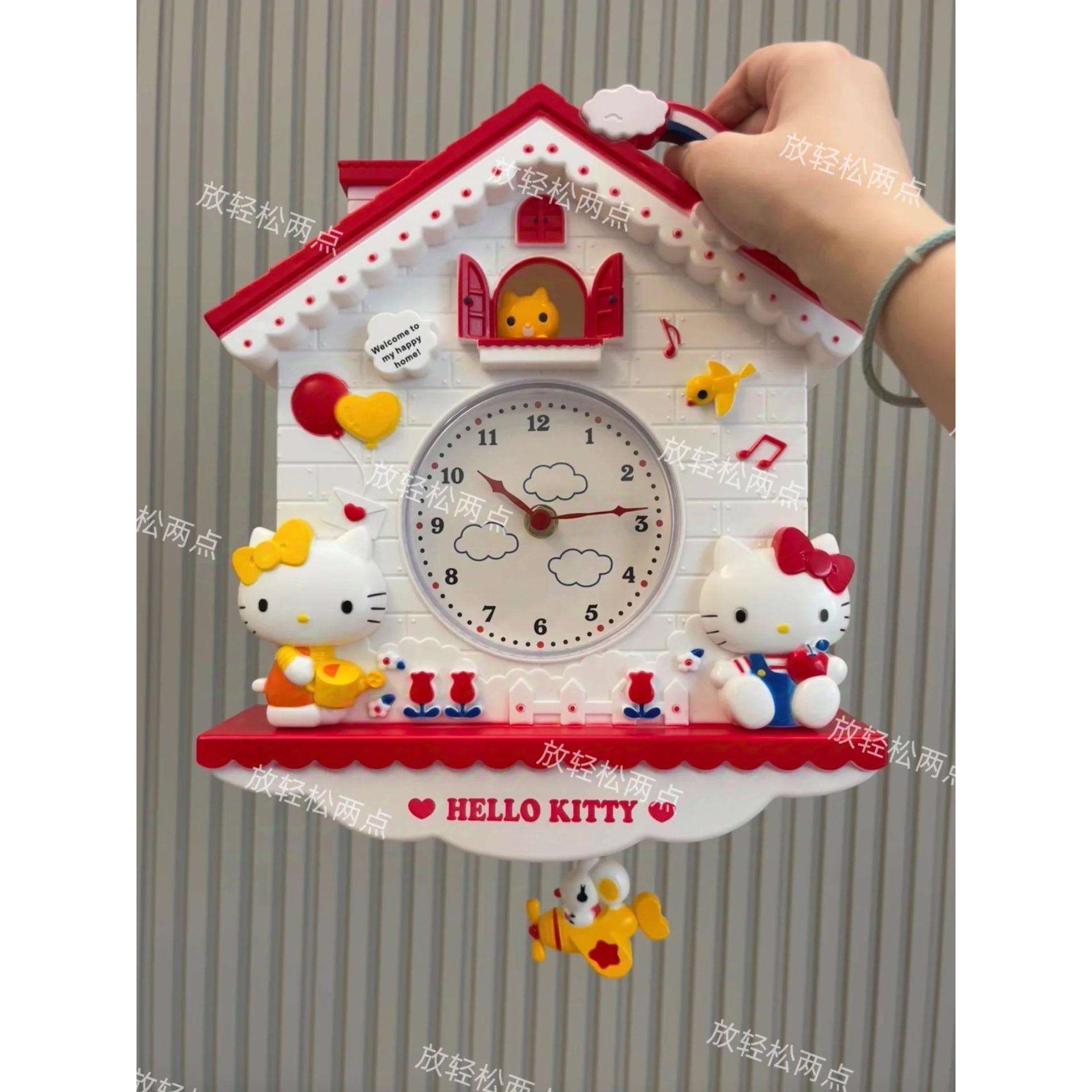 彩虹hellokitty钟表挂钟客厅家用餐厅装饰画创意钟儿童房教室时钟