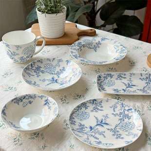 釉下彩图兰朵骨瓷汤盘斗笠盘菜盘甜品盘饭盘甜品碗陶瓷可微波