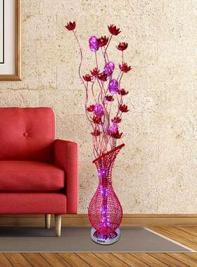LED大红色落地灯 婚庆路引 铝线工艺花瓶 创意客厅摆件 北欧风格