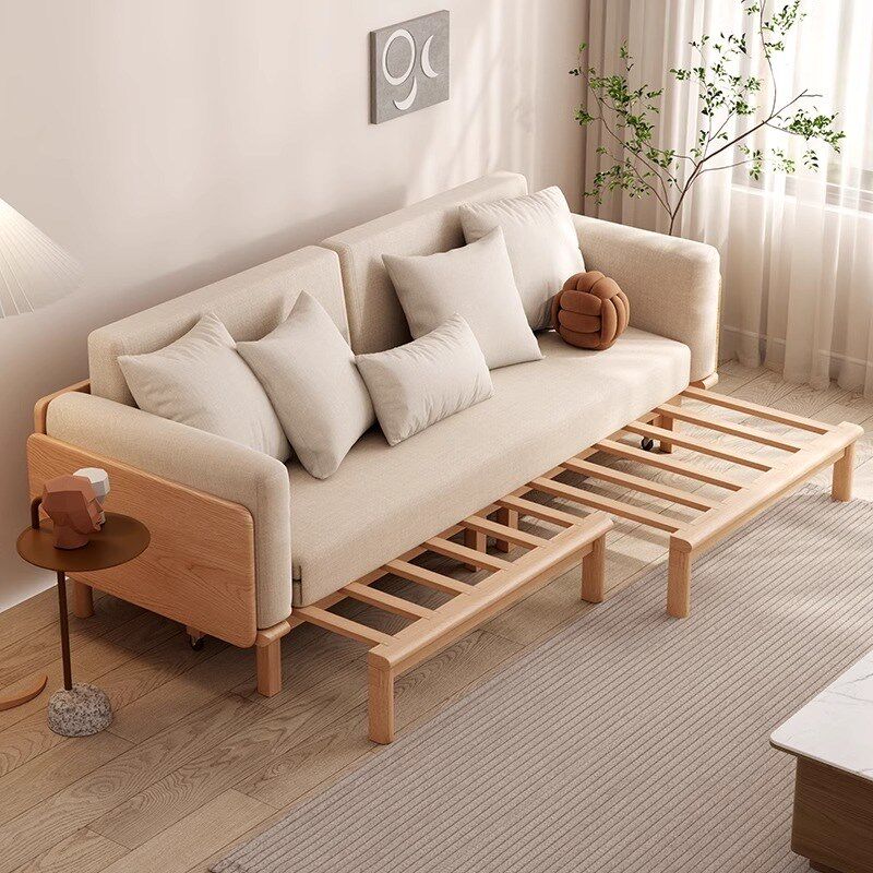 佐识实木沙发床折叠两用小户型一体多功能伸缩客厅抽拉式沙发