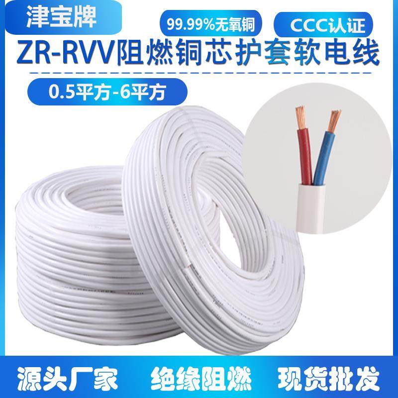 国标护套线2芯线rvv2*1平方电线纯铜软线家装照明电线100米 rvv电