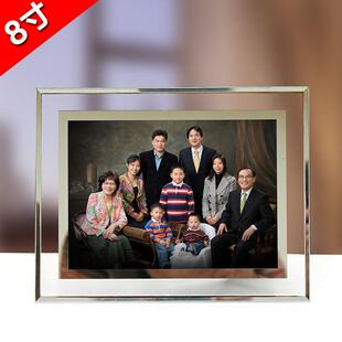 简约透明玻璃相框八8寸水晶毕业照片打印加相框竖版高级横框摆台
