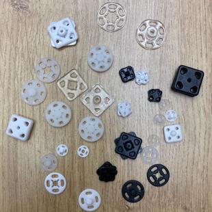 全透明 半明 纽扣按扣 2.1CM二合扣黑白 华联现货尼龙手缝暗扣0.7