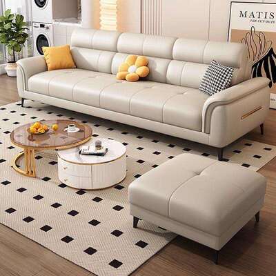 凯汀堡意式轻奢极简沙发客厅直排组合奶油风猫爪皮沙发豪华大沙发