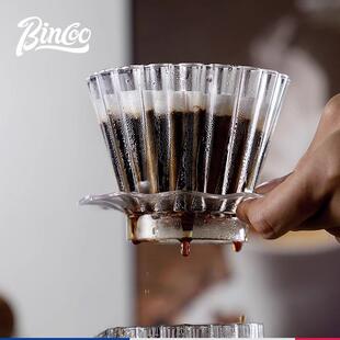 BinCoo荷叶手冲滤杯滴漏式平底蛋糕滤纸过滤杯分享壶手冲咖啡套装