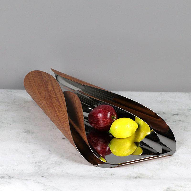 现代创意不锈钢木纹卷托盘金属果盘样板间售楼处客厅茶几装饰摆件,鲜花速递/花卉仿真/绿植园艺,割草机/草坪机,淘宝优惠券,粉丝福利购,淘宝优惠卷