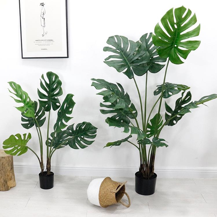 玫蕊新款龟背竹 北欧绿植室内酒店工程造景仿真植物盆栽厂家直销