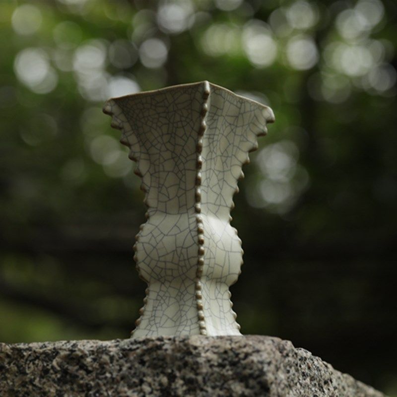 龙泉青瓷花瓶方形花器插花笔筒摆件装饰高端礼品云龙哥窑琉梅小尊