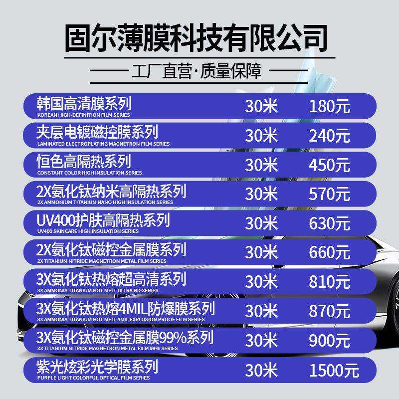 汽车隔热膜防爆太阳膜汽车贴膜防晒膜4S店汽贸店12米30米整卷