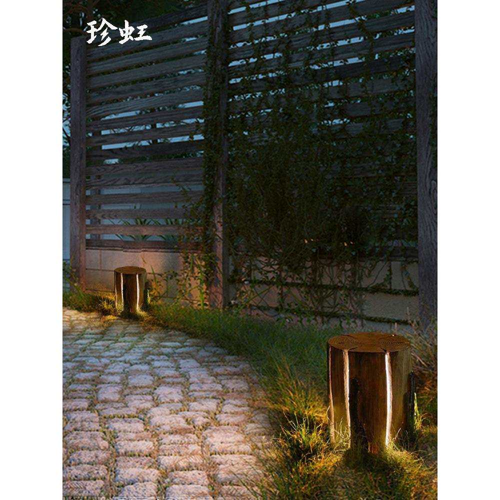户外草坪灯景观庭院灯别墅木头灯花园小区太阳能树桩灯公园木桩灯