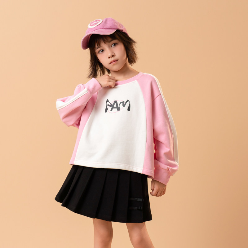 半芭女童卫衣2026春季新款洋气时尚长袖纯棉T恤小女孩粉色上衣超