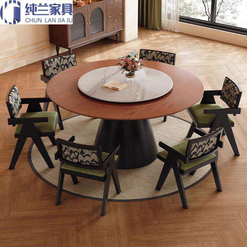 法式复古风实木餐桌椅组合意式家用小户型黑色圆桌中古风吃饭桌子,鲜花速递/花卉仿真/绿植园艺,割草机/草坪机,淘宝优惠券,粉丝福利购,淘宝优惠卷