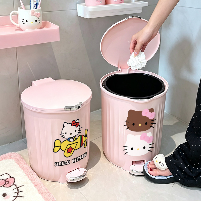 卡通猫咪少女心可爱垃圾桶脚踏式内外桶带手提大容量卫生间纸篓女
