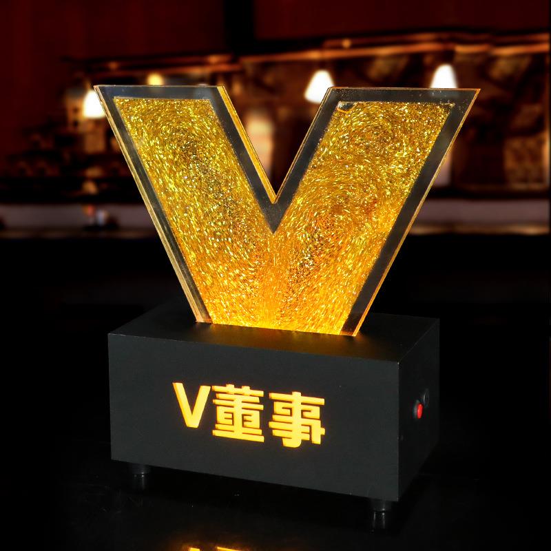 酒吧桌面发光流沙预留牌清吧酒馆led氛围灯KTV鎏金灯餐厅装饰摆件