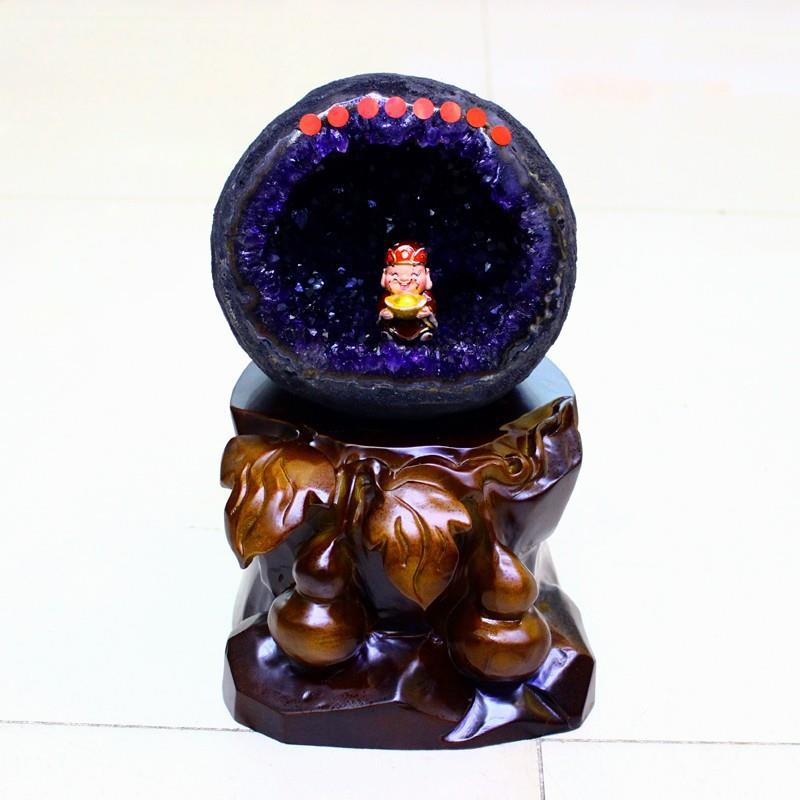 矿宝 乌拉圭钱袋子 原石无水泥紫晶洞水晶洞聚宝盆紫晶簇摆件