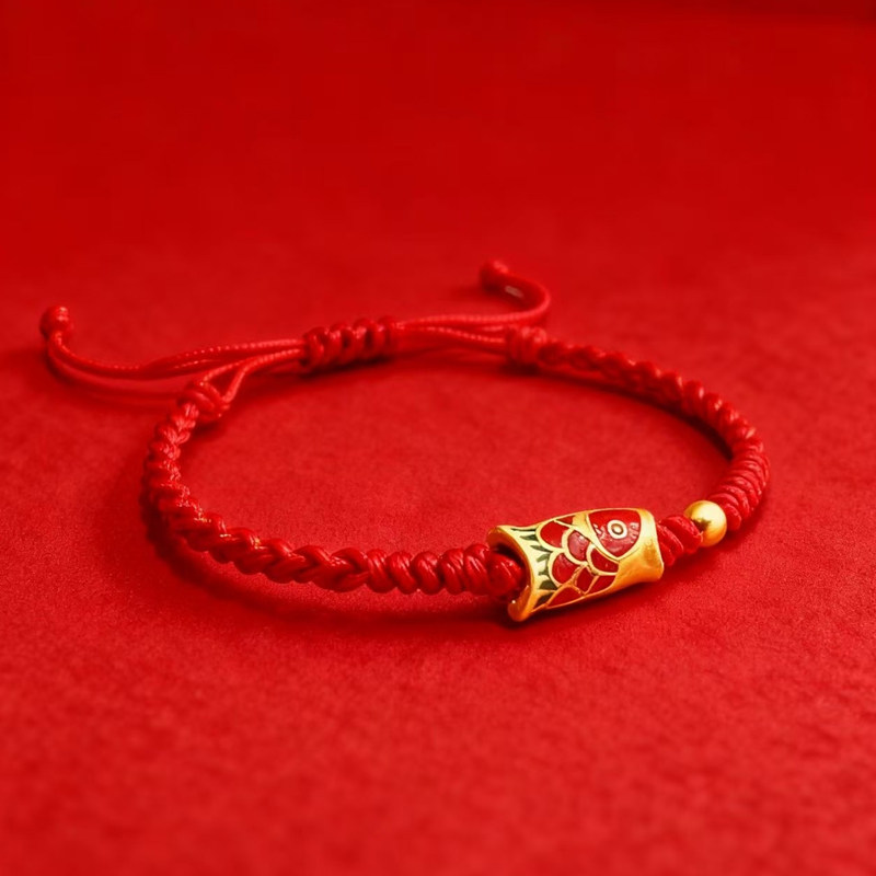九华山2026马年九华灵韵上岸锦鲤本命年手绳红绳手工编织手链新款