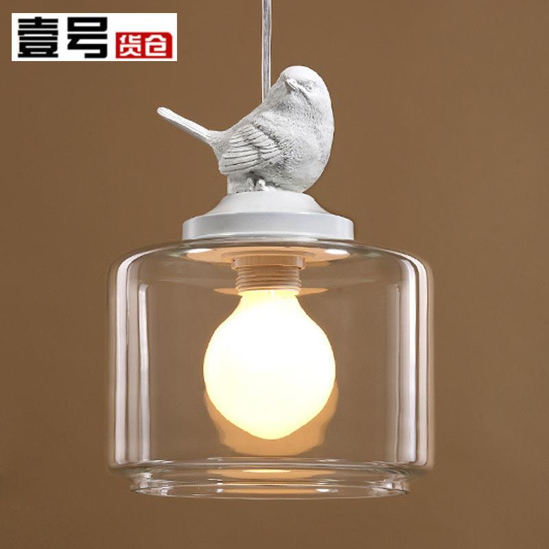 小鸟吊灯玻璃北欧餐厅吧台创意儿童房阳台玄关单头现代简约灯具