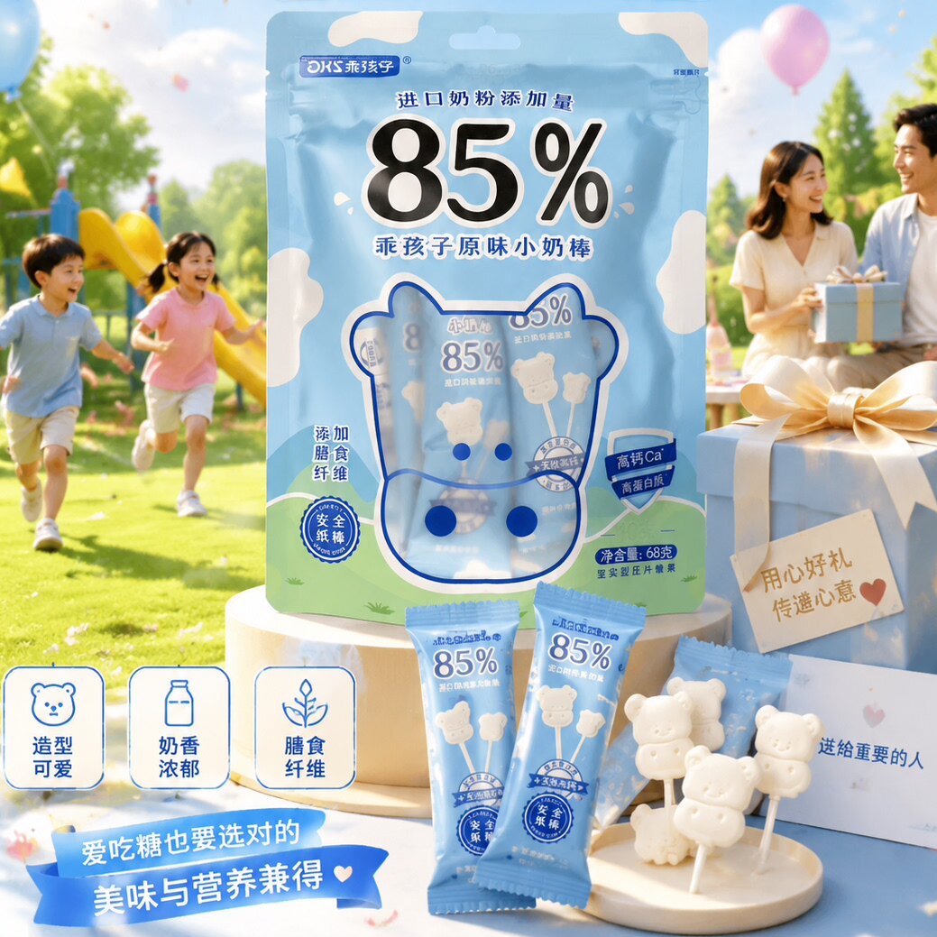 乖孩子原味小奶棒DHA高钙营养0添加儿童宝宝健康休闲零食独立包装