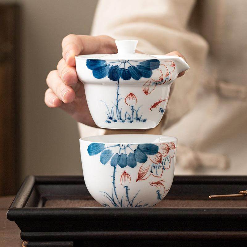 手绘青竹旅行茶具套装户外露营便携式快客杯一壶一杯陶瓷泡茶装备,鲜花速递/花卉仿真/绿植园艺,割草机/草坪机,淘宝优惠券,粉丝福利购,淘宝优惠卷