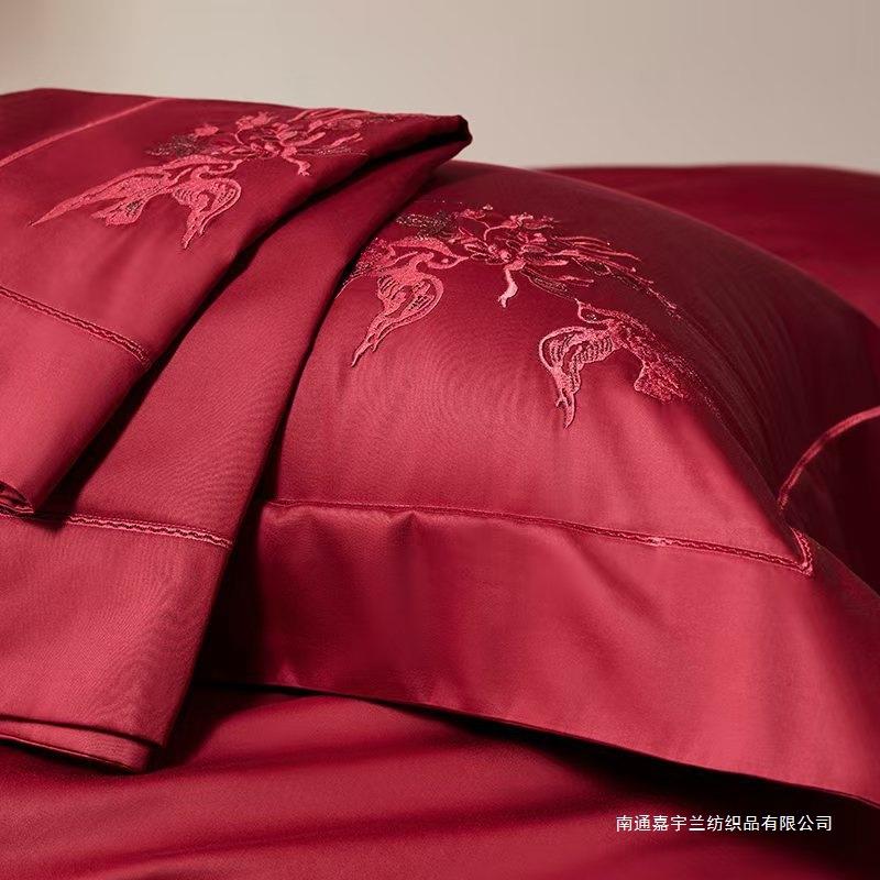 婚庆长绒棉四件套轻奢纯棉100支全棉红色结婚被套床单双人床上用