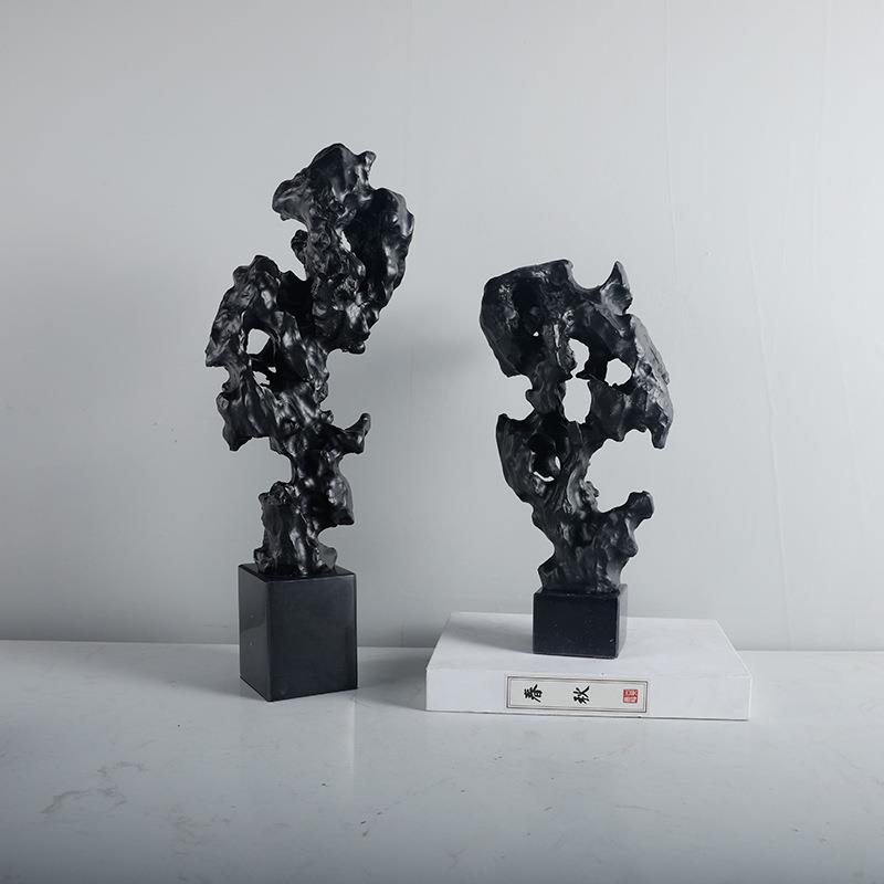 新中式现代珊瑚大理石底座摆件书柜书房博古柜桌面软装艺术摆设图片