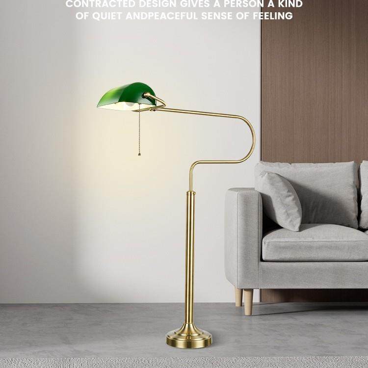 银行灯台灯半落地升降落地灯客厅办公桌床头书桌绿色黑色美式复古