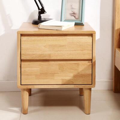 全实木北欧床头柜简约橡木整装原木色卧室迷你床边储物收纳小柜子