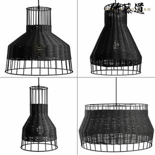 东南亚藤艺吊灯复古鸟巢灯创意个性餐厅火锅店吊灯田园手工艺灯具