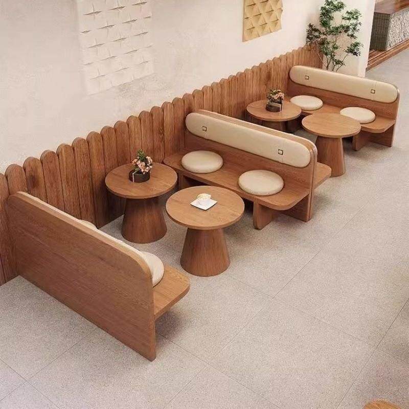 卡座沙发奶茶店桌椅组合咖啡厅复古餐桌商用餐饮茶楼靠墙座椅