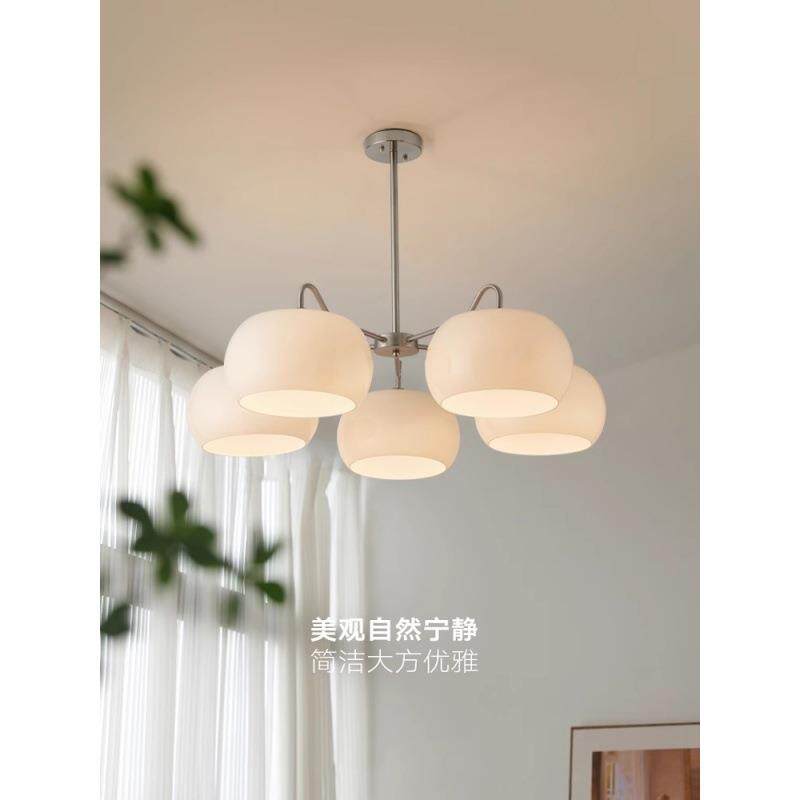 客厅吊灯现代简约中古柿子吊灯法式奶油风餐厅灯北欧卧室灯具1