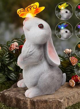 太阳能灯户外动物灯兔子蝴蝶灯别墅室外阳台花园创意园林树脂摆件